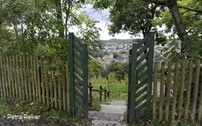 Blick auf Neuenrade durch das Tor vom Weinberg